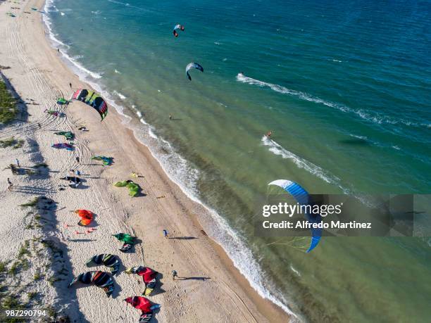 Kitesurfing in La Ventana beach on November 18, 2017 in La Paz, Mexico.