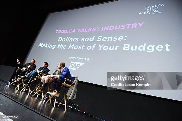 S Scott Barrows, producer Craig Cohen, producer Jen Gatien and Gilbert Film's Jordan Horowitz speak atTribeca Talks Industry: Production Budget...