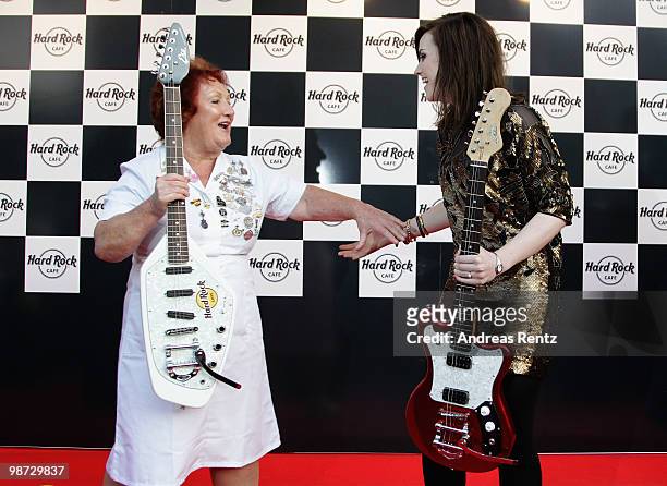 Singer Amy Macdonald and Rita Gilligan attend the Hard Rock Cafe Berlin re-opening on April 28, 2010 in Berlin, Germany.