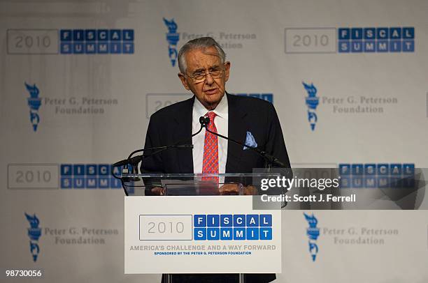 April 28: Peter G. Peterson during the 2010 Fiscal Summit sponsored by the Peter G. Peterson Foundation.