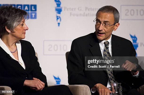 April 28: Rep. Allyson Y. Schwartz, D-Pa.; and John Podesta, of the Center for American Progress; during a panel discussion on health care at the...