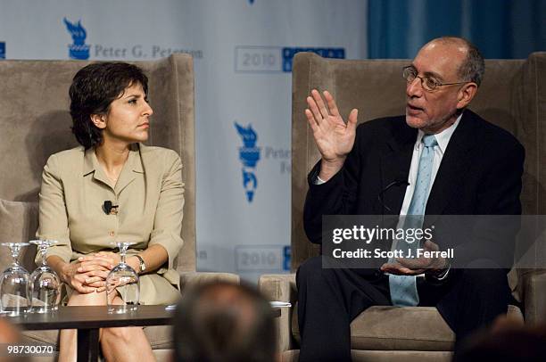 April 28: Neera Tanden, of the Center for American Progress; and Bob Greenstein, of the Center on Budget and Policy Priorities; during a panel...