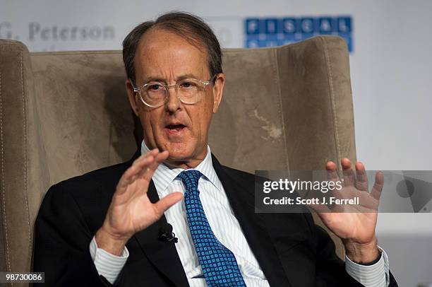 April 28: National Commission on Fiscal Responsibility and Reform co-chairmen Erskine Bowles, and Alan Simpson during a panel discussion at the 2010...