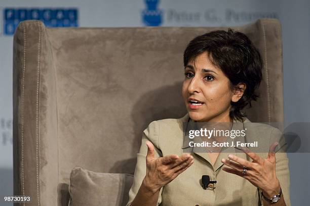 April 28: Neera Tanden, of the Center for American Progress, during a panel discussion at the 2010 Fiscal Summit sponsored by the Peter G. Peterson...