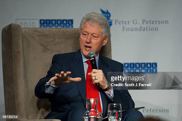 April 28: Former President Bill Clinton during the 2010 Fiscal Summit sponsored by the Peter G. Peterson Foundation.