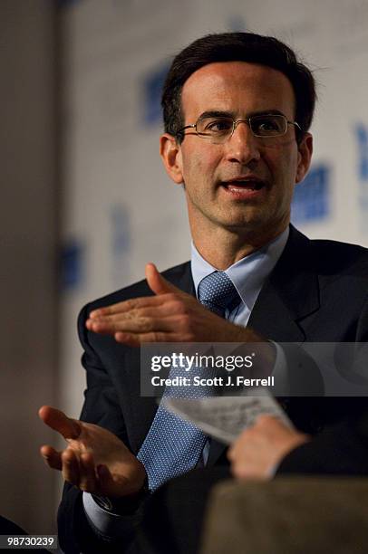 April 28: Office of Management and Budget Director Peter Orszag with Newsweek editor John Meacham at the 2010 Fiscal Summit sponsored by the Peter G....