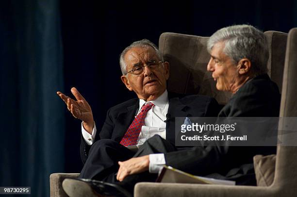 April 28: Peter G. Peterson and Robert Rubin, former Secretary of the Treasury, during a discussion at the 2010 Fiscal Summit sponsored by the Peter...