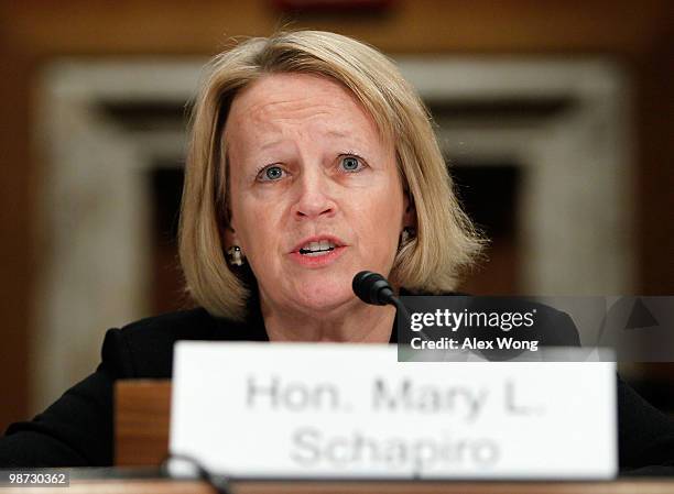 Securities and Exchange Commission Chairman Mary Schapiro testifies during a hearing before the Financial Services and General Government...