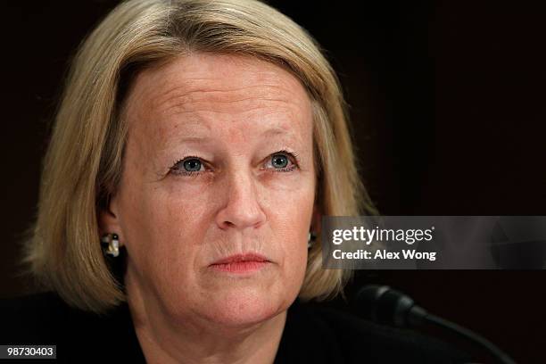 Securities and Exchange Commission Chairman Mary Schapiro testifies during a hearing before the Financial Services and General Government...