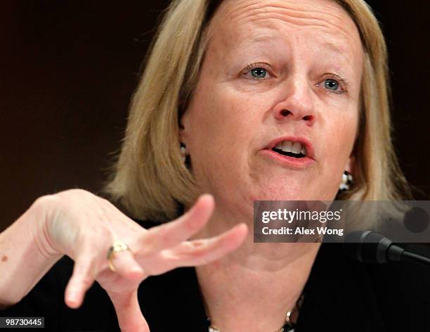 Securities and Exchange Commission Chairman Mary Schapiro testifies during a hearing before the Financial Services and General Government...