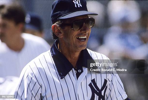 Manager Billy Martin of the New York Yankees before a MLB game in Yankee Stadium in April 1988 in the Bronx, New York. (Photo by Ronald C....