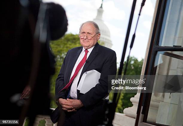 Senator Carl Levin, a Democrat from Michigan and chairman of the Senate's Permanent Subcommittee on Investigations, gives a television interview on...