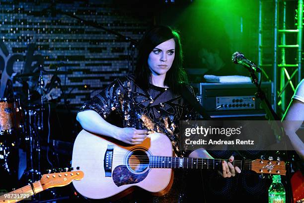 Singer Amy Macdonald performs at the Hard Rock Cafe Berlin re-opening on April 28, 2010 in Berlin, Germany.