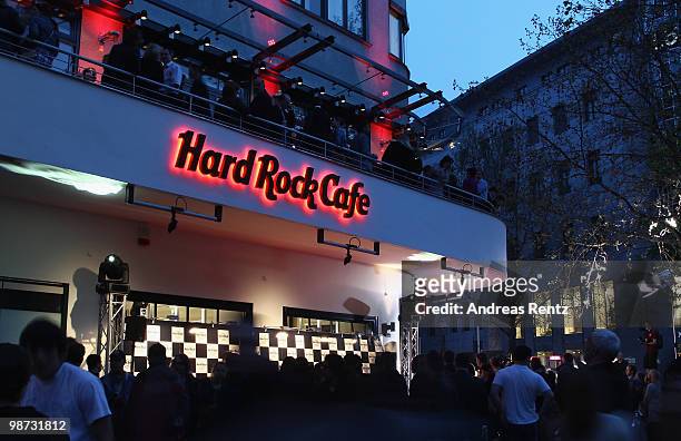 An exterior view is pictured during the Hard Rock Cafe Berlin re-opening on April 28, 2010 in Berlin, Germany.