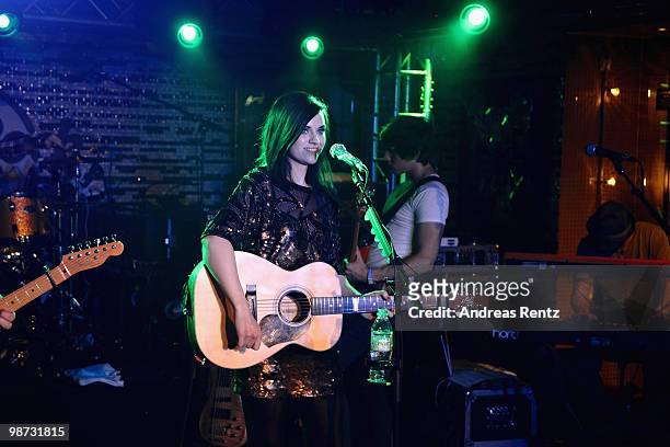 Singer Amy Macdonald performs at the Hard Rock Cafe Berlin re-opening on April 28, 2010 in Berlin, Germany.
