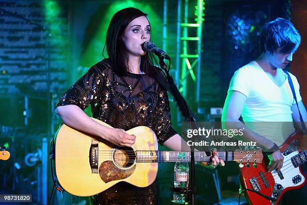 Singer Amy Macdonald performs at the Hard Rock Cafe Berlin re-opening on April 28, 2010 in Berlin, Germany.