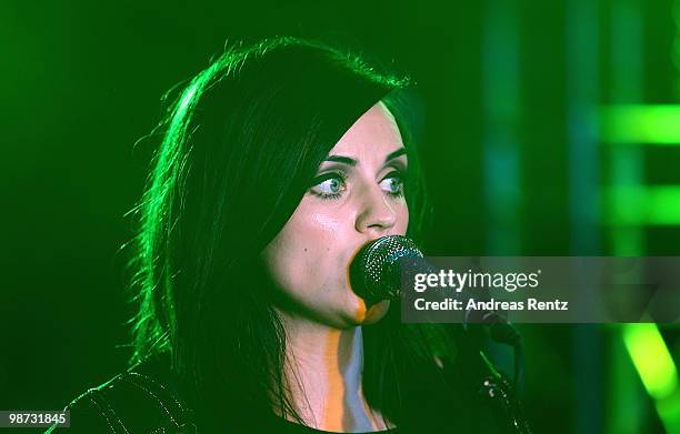 Singer Amy Macdonald performs at the Hard Rock Cafe Berlin re-opening on April 28, 2010 in Berlin, Germany.