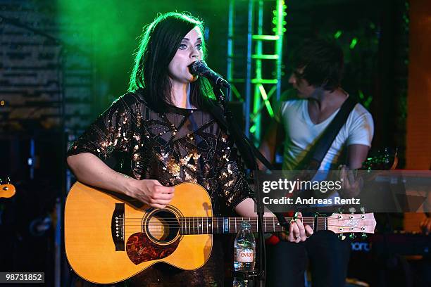 Singer Amy Macdonald performs at the Hard Rock Cafe Berlin re-opening on April 28, 2010 in Berlin, Germany.