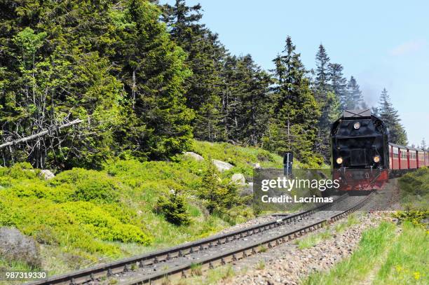 railroad to brocken mountain - brockenbahn stock-fotos und bilder