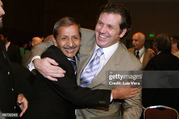 Juan Acosta, president of Paraguay?s Guarani , and Julio Dominguez , President of Paraguay?s Olimpia, during the draw of the 2010 Nissan Sudamericana...