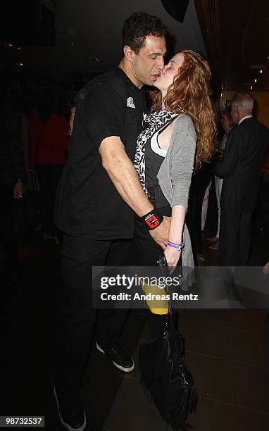 Singer 'Evil' Jared Hennagan and partner Sina-Valeska Jung attend the Hard Rock Cafe Berlin re-opening on April 28, 2010 in Berlin, Germany.