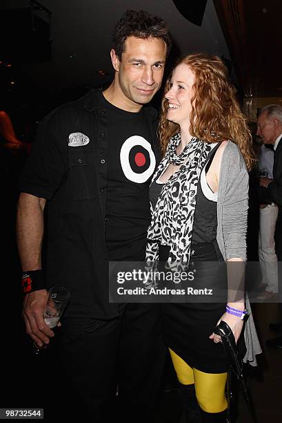 Singer 'Evil' Jared Hennagan and partner Sina-Valeska Jung attend the Hard Rock Cafe Berlin re-opening on April 28, 2010 in Berlin, Germany.