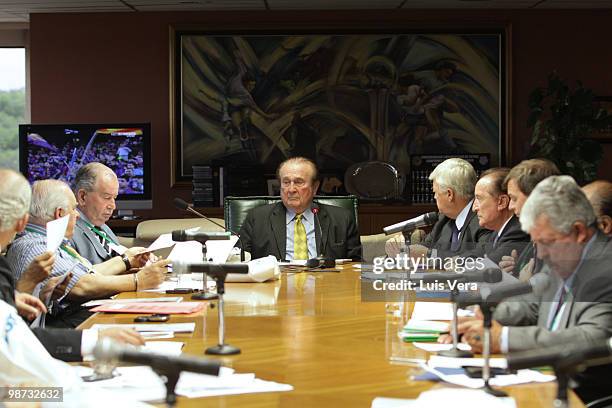 Nicolas Leoz , President of Conmebol, during the Conmebol Executive Committee Meeting prior to the draw of the 2010 Nissan Sudamericana Cup at...