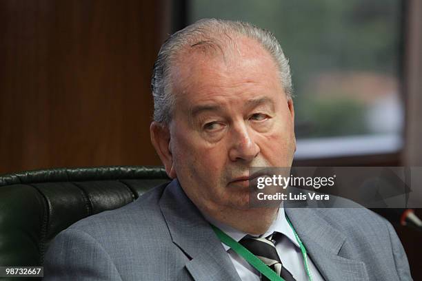 Eduardo Grondona, President of Argentinean Soccer Association, during the Conmebol Executive Committee Meeting prior to the draw of the 2010 Nissan...