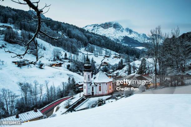 maria gern church in bavarian alps (berchtesgadener land/ bavaria/ germany) - berchtesgaden alps stock pictures, royalty-free photos & images