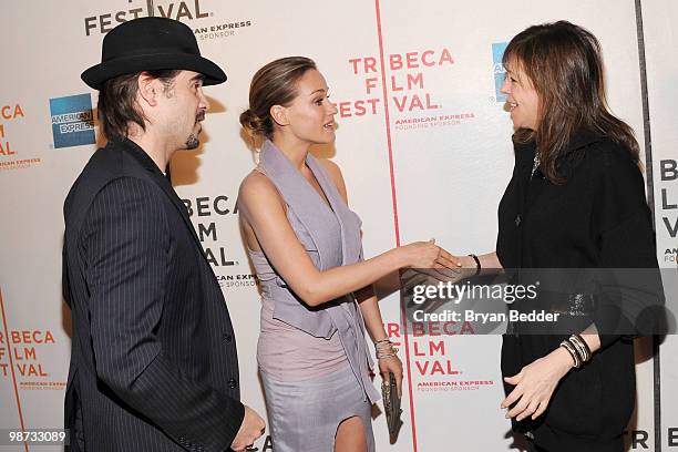 Actors Colin Farrell, Alicja Bachleda and Tribeca Film Festival co-founder Jane Rosenthal attend the premiere of "Ondine" during the 2010 Tribeca...