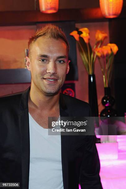 Calum Best attends the launch party for the the Pixie Lott "Pixie Loves Lipsy" fashion collection at Movida on April 28, 2010 in London, England.