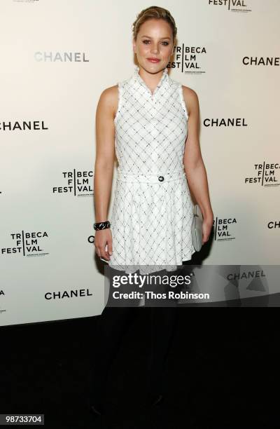 Actress Abbie Cornish attends the CHANEL Tribeca Film Festival Dinner in support of the Tribeca Film Festival Artists Awards Program at Odeon on...