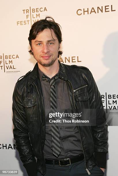 Actor Zach Braff attends the CHANEL Tribeca Film Festival Dinner in support of the Tribeca Film Festival Artists Awards Program at Odeon on April 28,...