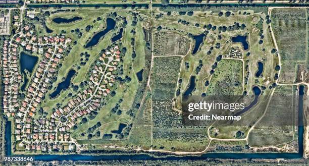 aerial view of residental district. miami, florida, usa - appartement stock pictures, royalty-free photos & images