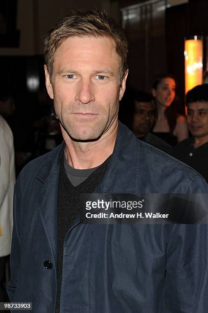 Actor Aaron Eckhart attends the CHANEL Tribeca Film Festival Dinner in support of the Tribeca Film Festival Artists Awards Program at Odeon on April...