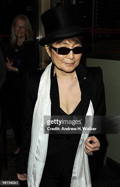 Artist Yoko Ono attends the CHANEL Tribeca Film Festival Dinner in support of the Tribeca Film Festival Artists Awards Program at Odeon on April 28,...