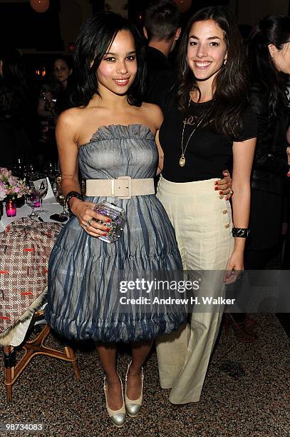 Actresses Zoe Kravitz and Olivia Thirlby attend the CHANEL Tribeca Film Festival Dinner in support of the Tribeca Film Festival Artists Awards...