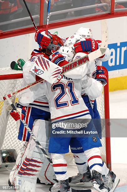 The Montreal Canadiens celebrate win over the Washington Capitals during Game Seven of the Eastern Conference Quarterfinals of the 2010 NHL Stanley...