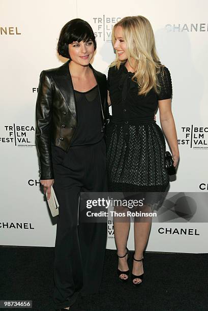 Actors Selma Blair and Kristen Bell attend the CHANEL Tribeca Film Festival Dinner in support of the Tribeca Film Festival Artists Awards Program at...