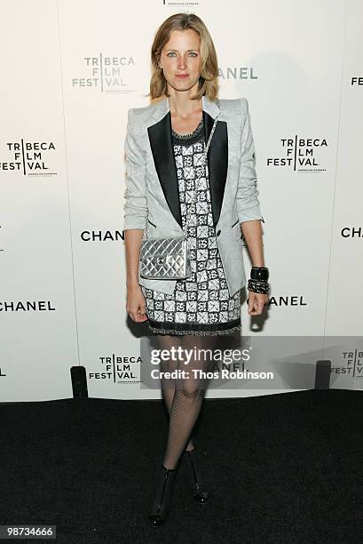 Amanda Brooks attends the CHANEL Tribeca Film Festival Dinner in support of the Tribeca Film Festival Artists Awards Program at Odeon on April 28,...