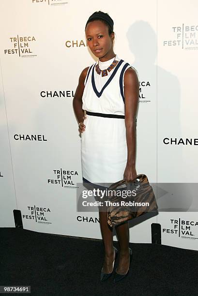 Editor-at-Large of Pop Magazine Shala Monroque attends the CHANEL Tribeca Film Festival Dinner in support of the Tribeca Film Festival Artists Awards...