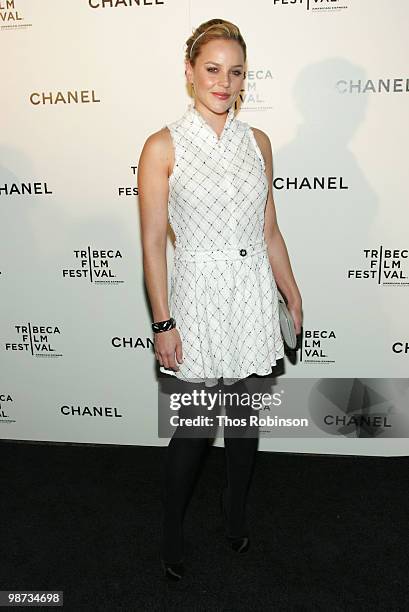 Actress Abbie Cornish attends the CHANEL Tribeca Film Festival Dinner in support of the Tribeca Film Festival Artists Awards Program at Odeon on...