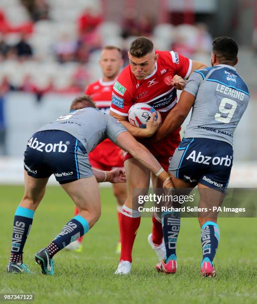 Hull KR's Robbie Mulhern powers forward during the Betfred Super League match at Craven Park, Hull.