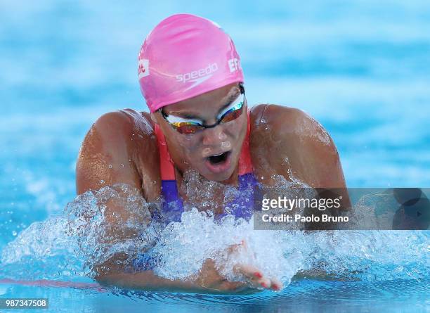 Yuliya Efimova of Russia competes in the women 100m breaststroke during the 55th 'Sette Colli' international swimming trophy at Foro Italico on June...