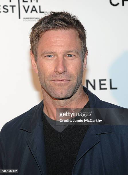 Aaron Eckhart attends the CHANEL Tribeca Film Festival Dinner in support of the Tribeca Film Festival Artists Awards Program at Odeon on April 28,...