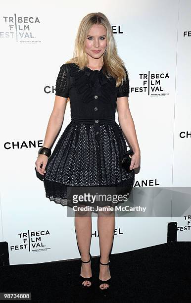 Kristen Bell attends the CHANEL Tribeca Film Festival Dinner in support of the Tribeca Film Festival Artists Awards Program at Odeon on April 28,...