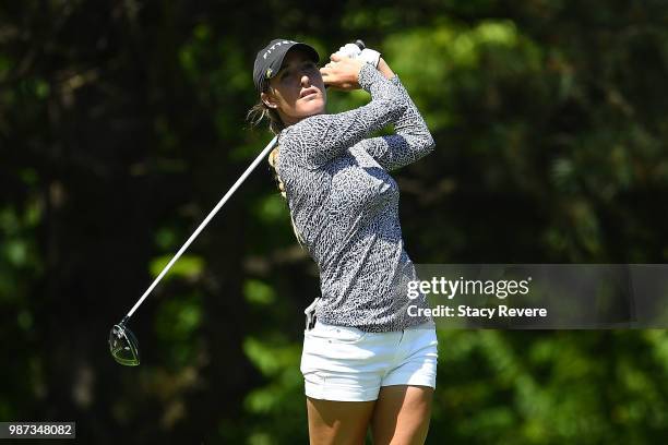 Jaye Marie Green hits her tee shot on the second hole during the second round of the KPMG Women's PGA Championship at Kemper Lakes Golf Club on June...