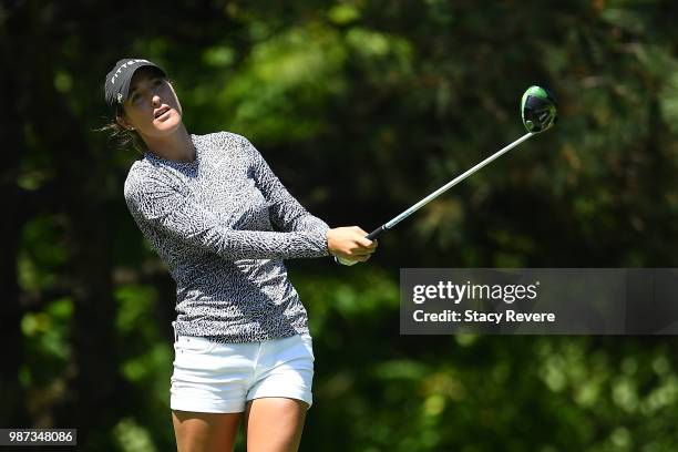 Jaye Marie Green hits her tee shot on the second hole during the second round of the KPMG Women's PGA Championship at Kemper Lakes Golf Club on June...