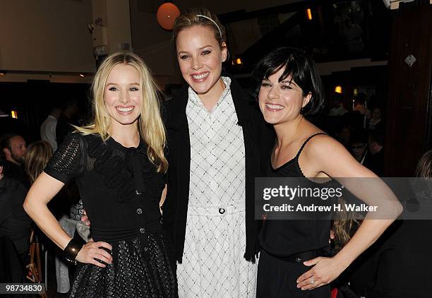 Actresses Kristen Bell, Abbie Cornish and Selma Blair attend the CHANEL Tribeca Film Festival Dinner in support of the Tribeca Film Festival Artists...