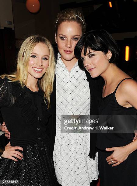 Actresses Kristen Bell, Abbie Cornish and Selma Blair attend the CHANEL Tribeca Film Festival Dinner in support of the Tribeca Film Festival Artists...